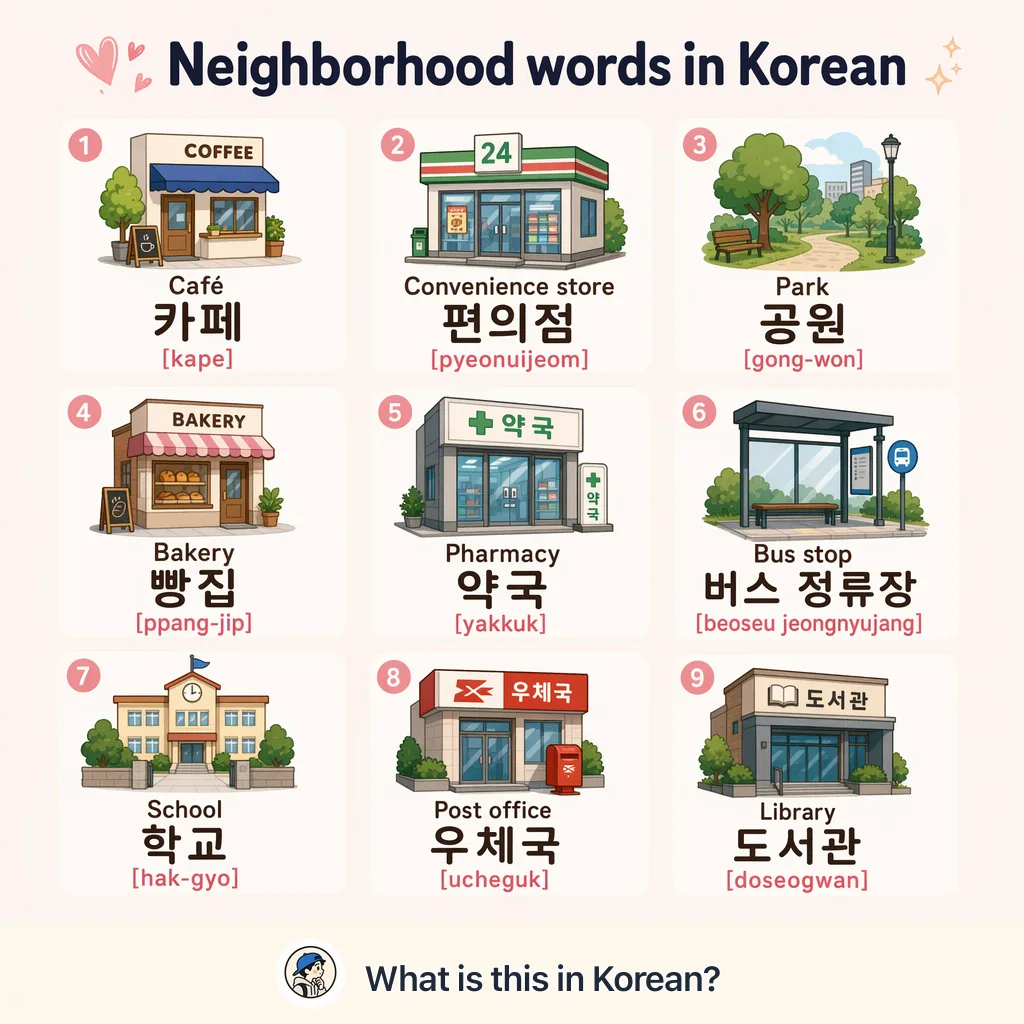 Neighborhood words in Korean — Korean vocab chart
