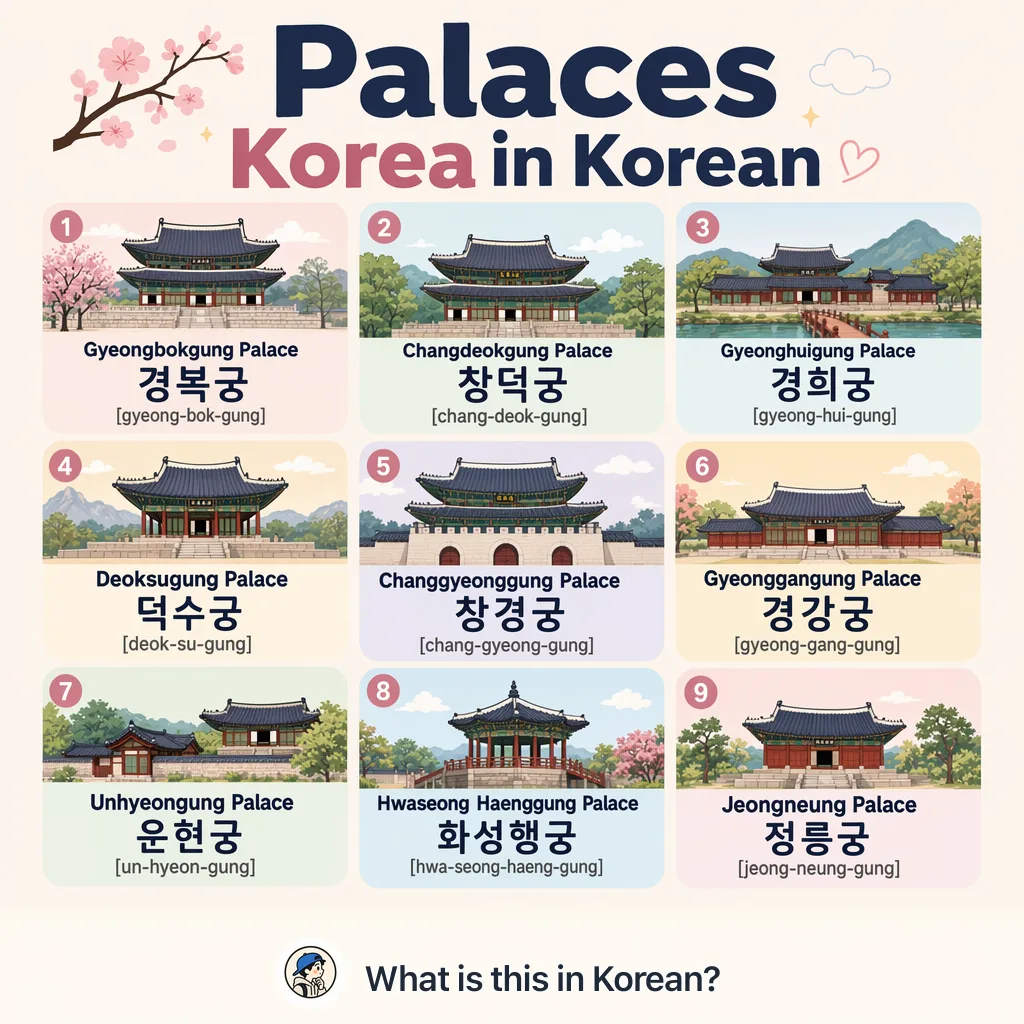 Palaces Korea in Korean — Korean vocab chart