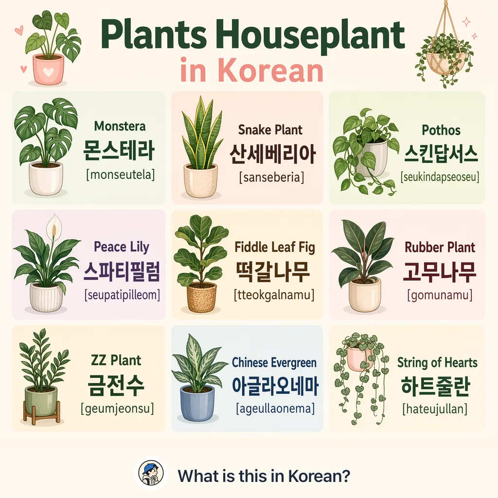 Plants Houseplant in Korean — Korean vocab chart