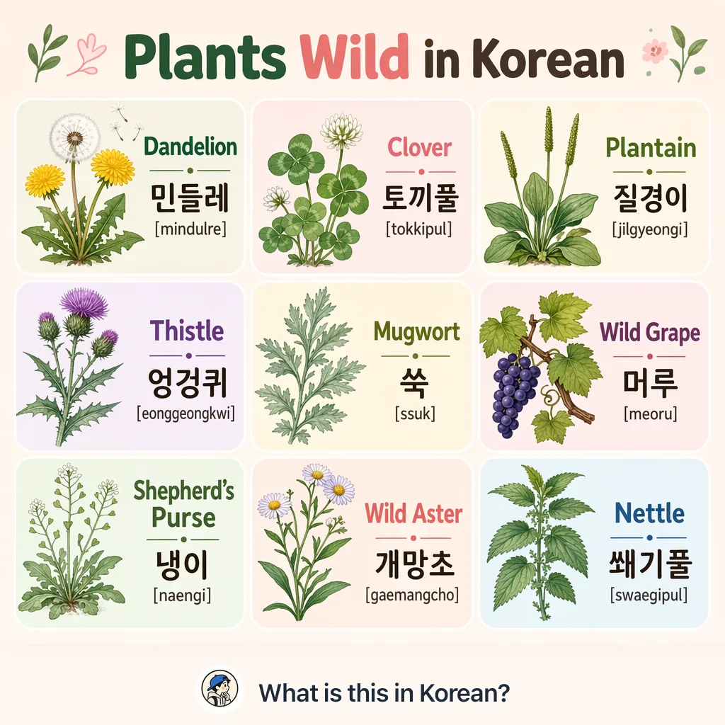 Plants Wild in Korean — Korean vocab chart