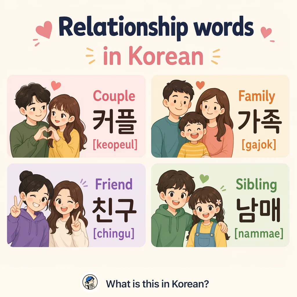 Relationship words in Korean — Korean vocab chart