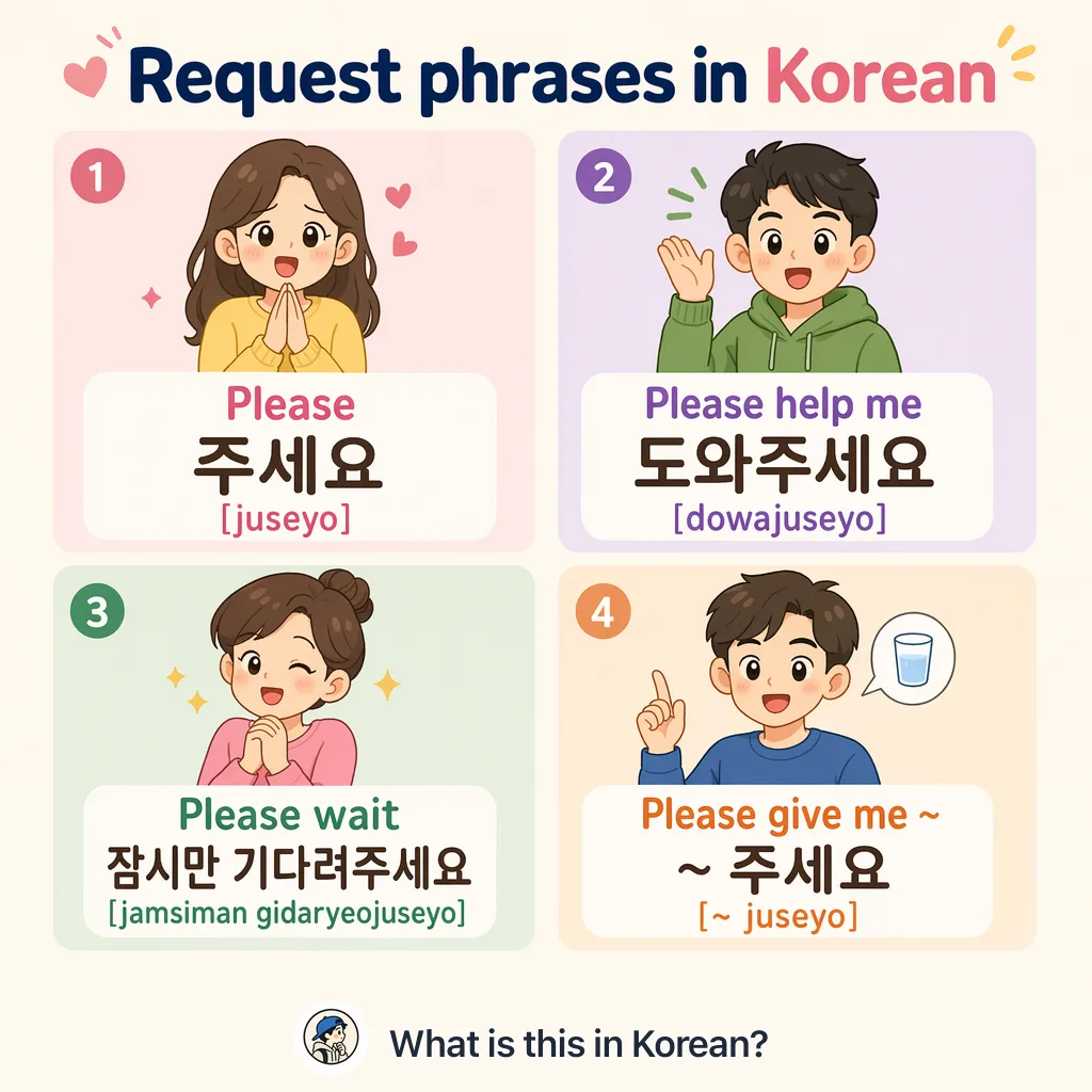 Request phrases in Korean — Korean vocab chart