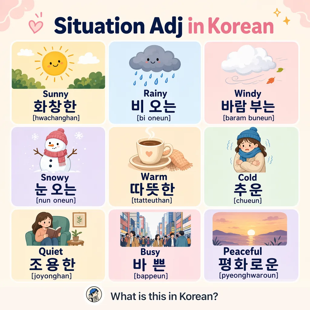 Situation Adj in Korean — Korean vocab chart