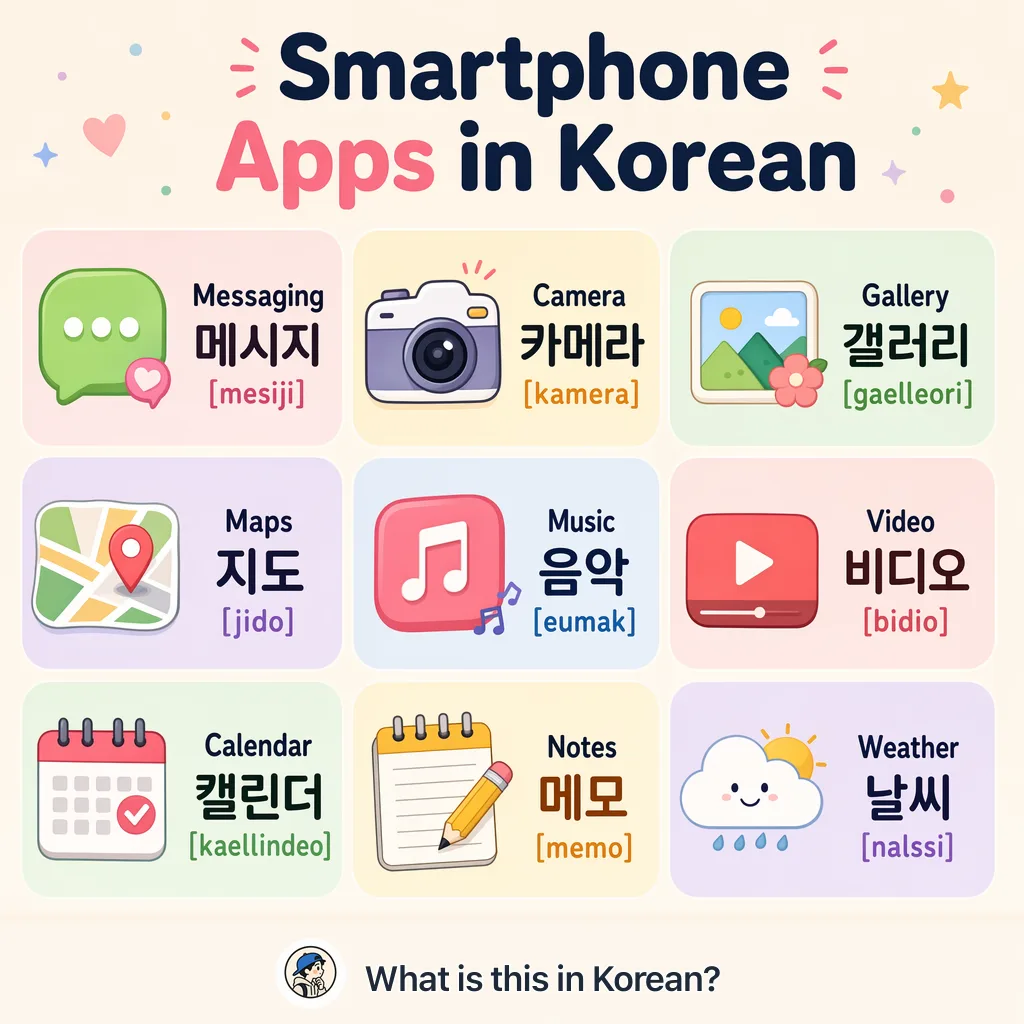Smartphone Apps in Korean — Korean vocab chart