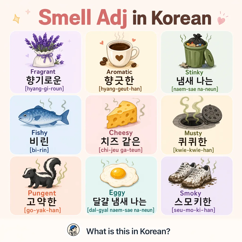 Smell Adj in Korean — Korean vocab chart