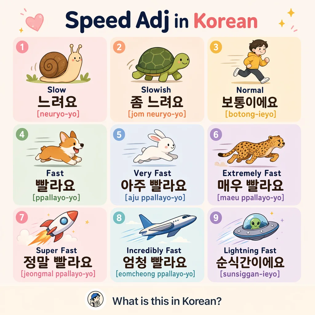 Speed Adj in Korean — Korean vocab chart