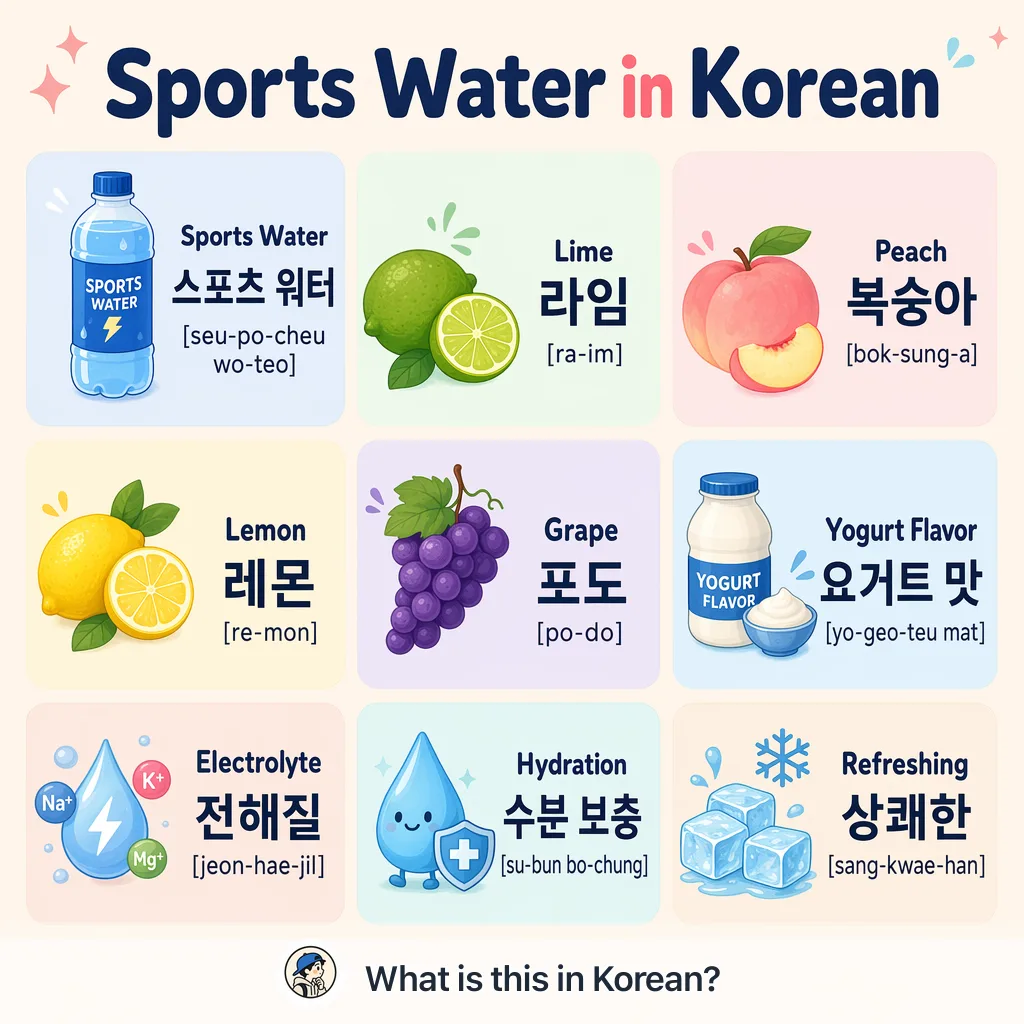 Sports Water in Korean — Korean vocab chart