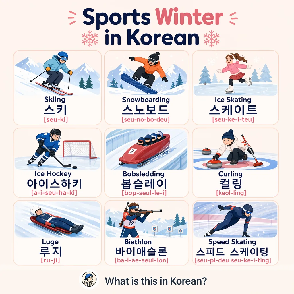 Sports Winter in Korean — Korean vocab chart