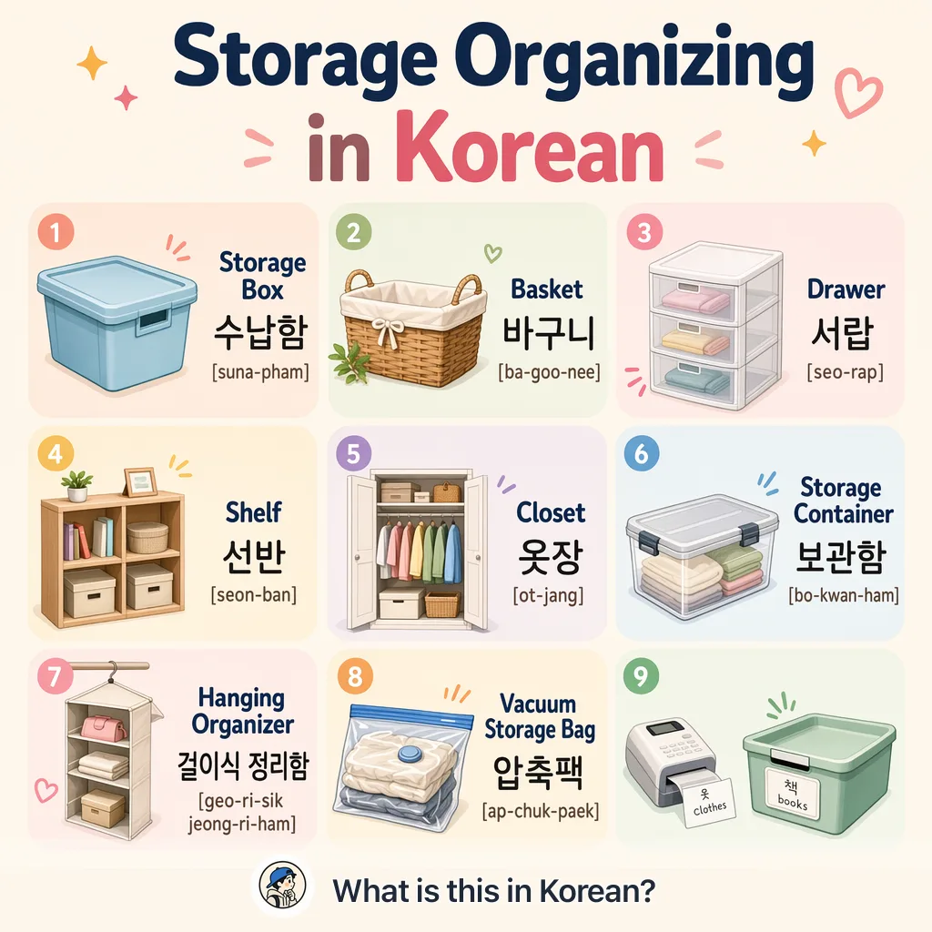Storage Organizing in Korean — Korean vocab chart