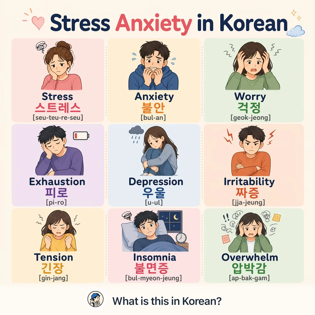 Stress Anxiety in Korean — Korean vocab chart