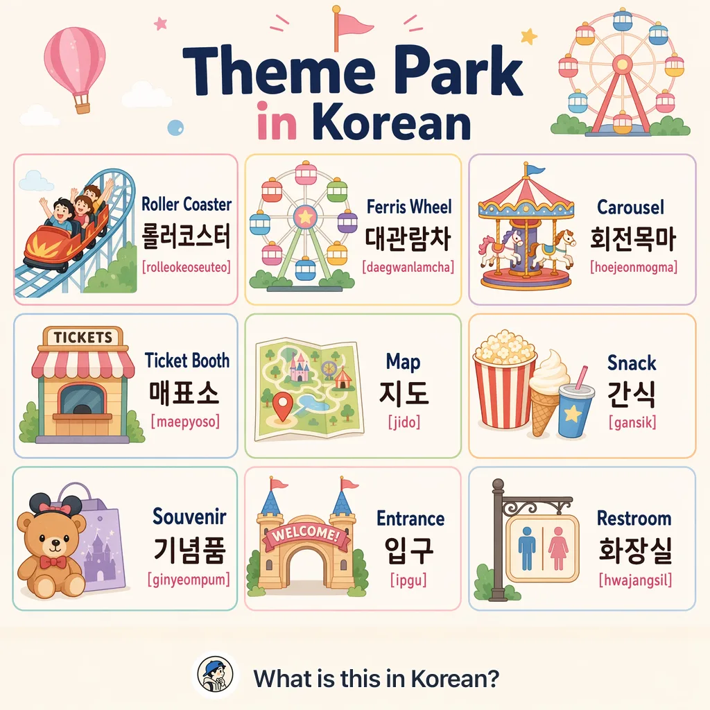 Theme Park in Korean — Korean vocab chart