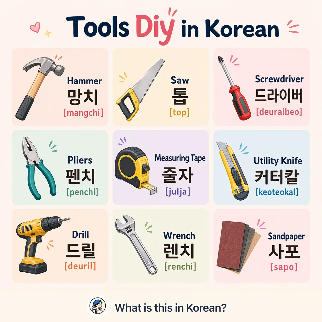 Tools Diy in Korean — Korean vocab chart