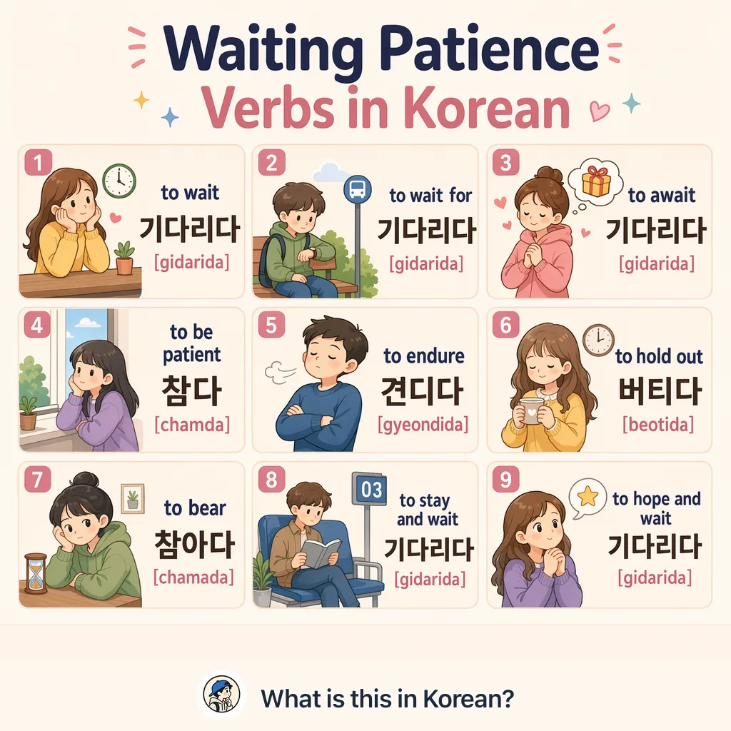 Waiting Patience Verbs in Korean — Korean vocab chart