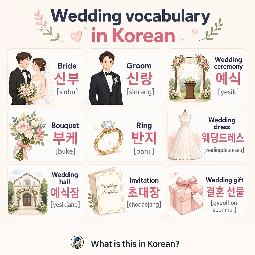 Wedding vocabulary in Korean — Korean vocab chart