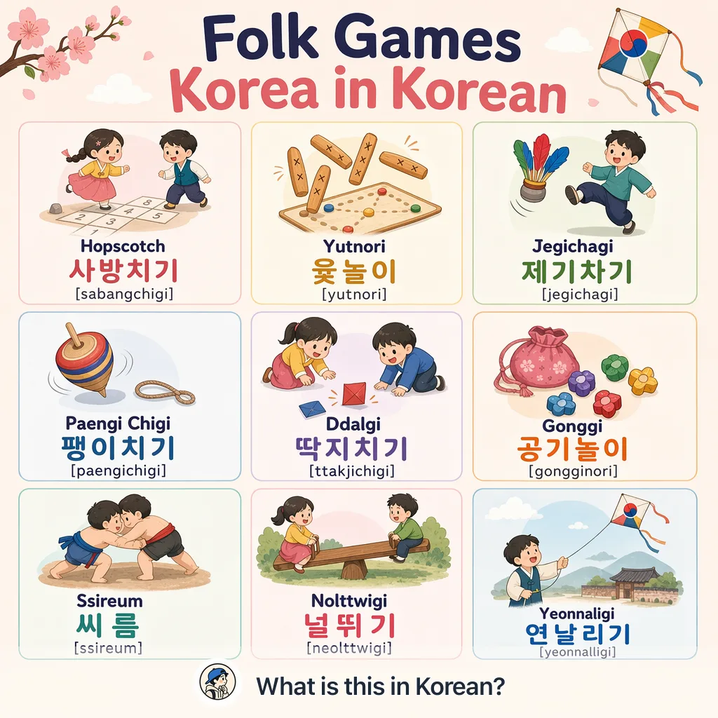 Folk Games Korea in Korean — Korean vocab chart