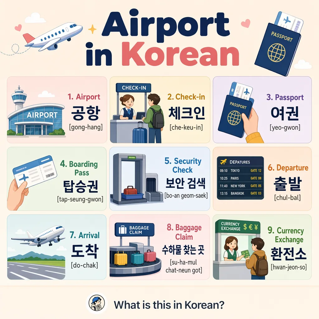 Airport in Korean — Korean vocab chart