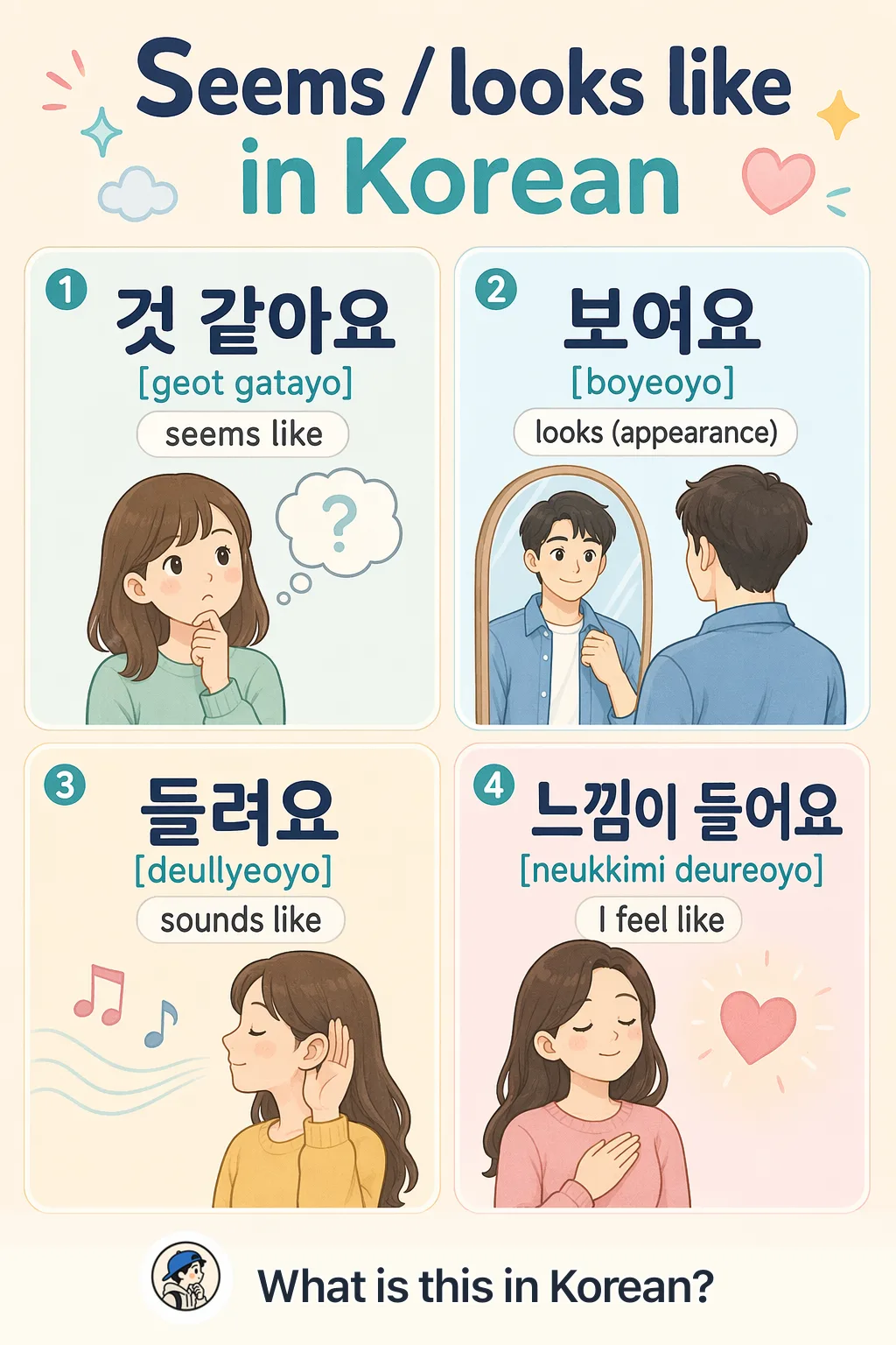 Seems / looks like in Korean — Korean vocab chart