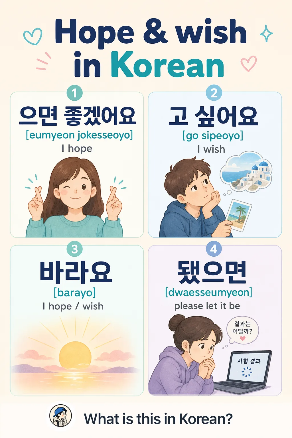 Hope & wish in Korean — Korean vocab chart