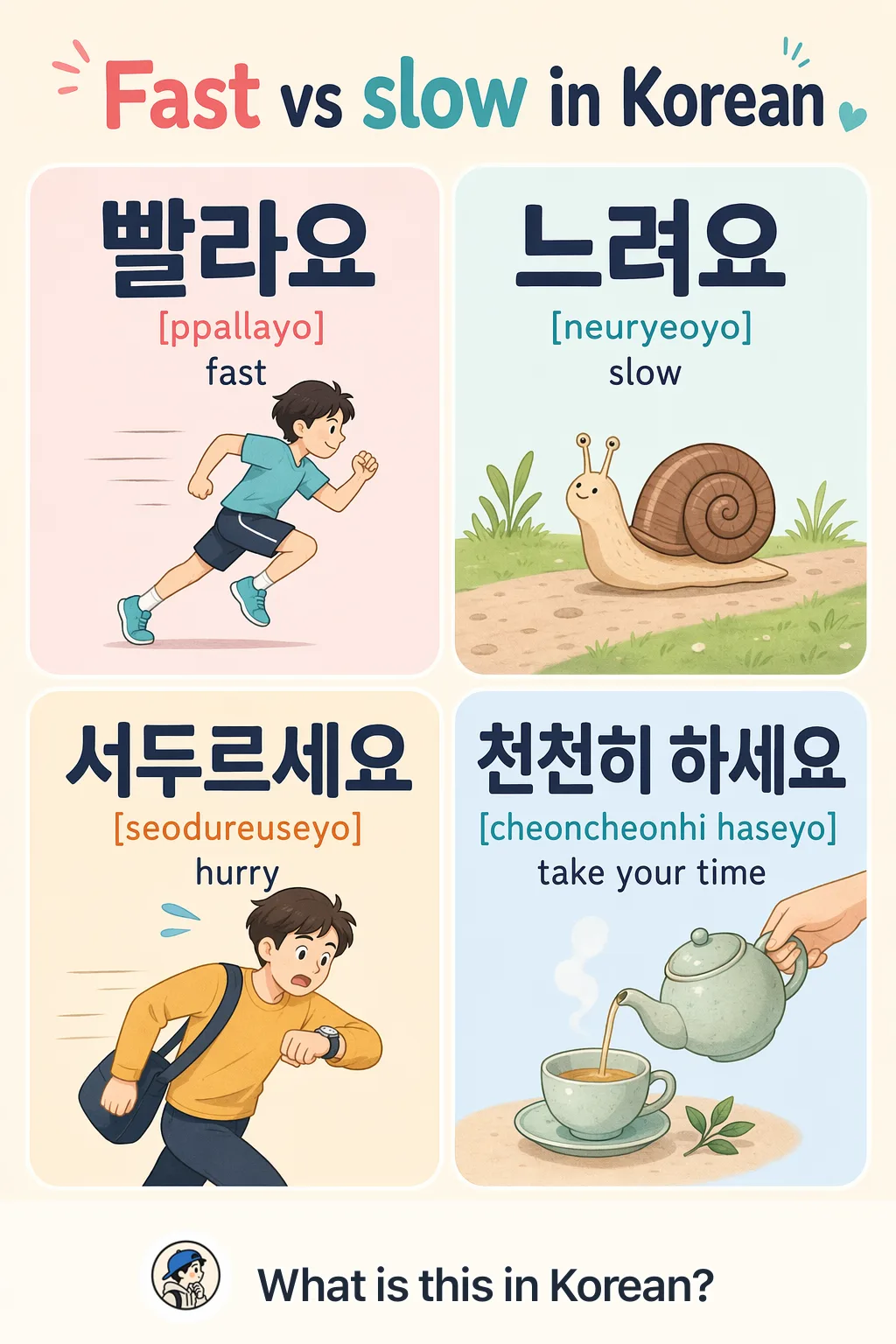 Fast vs slow in Korean — Korean vocab chart