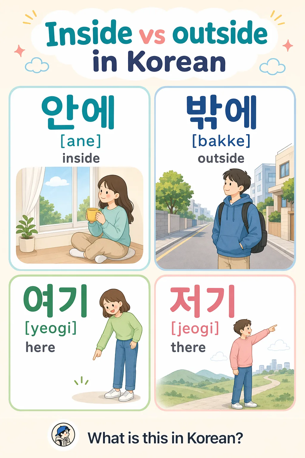 Inside vs outside in Korean — Korean vocab chart