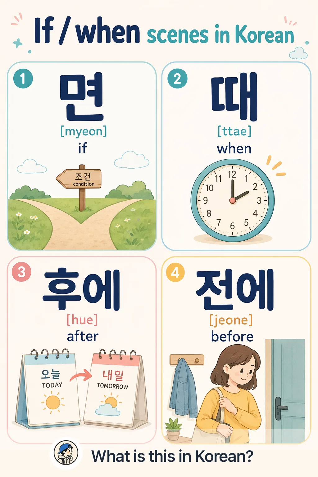 If / when scenes in Korean — Korean vocab chart