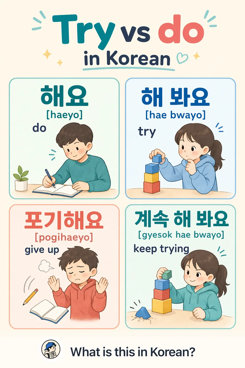 Try vs do in Korean — Korean vocab chart