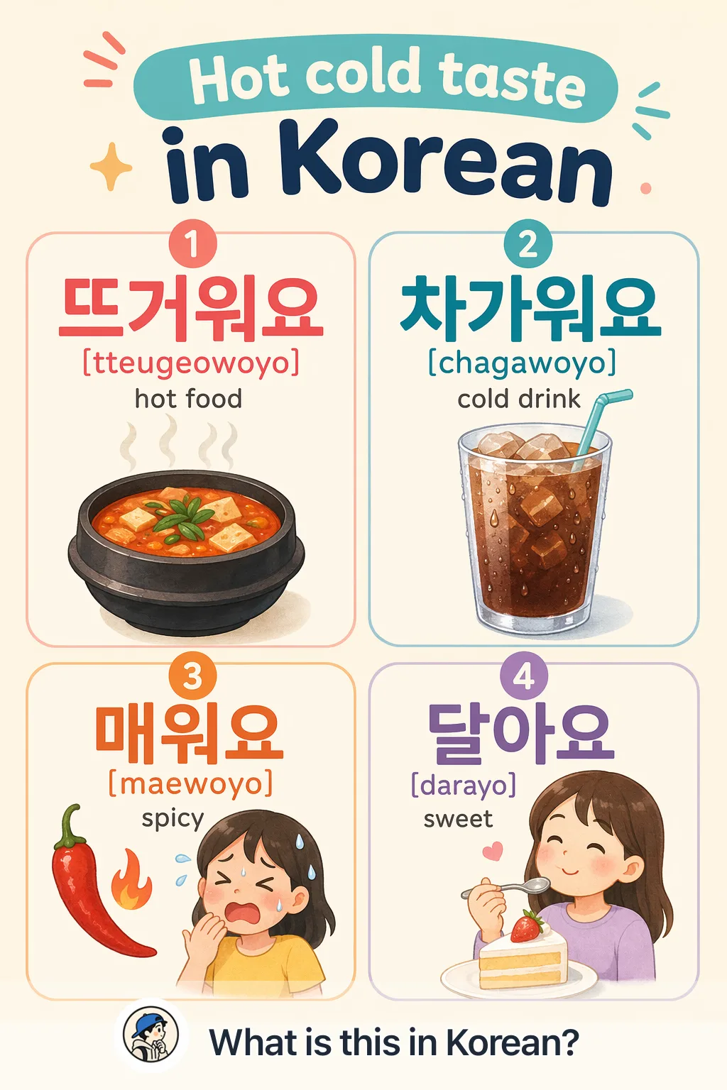 Hot cold taste in Korean — Korean vocab chart