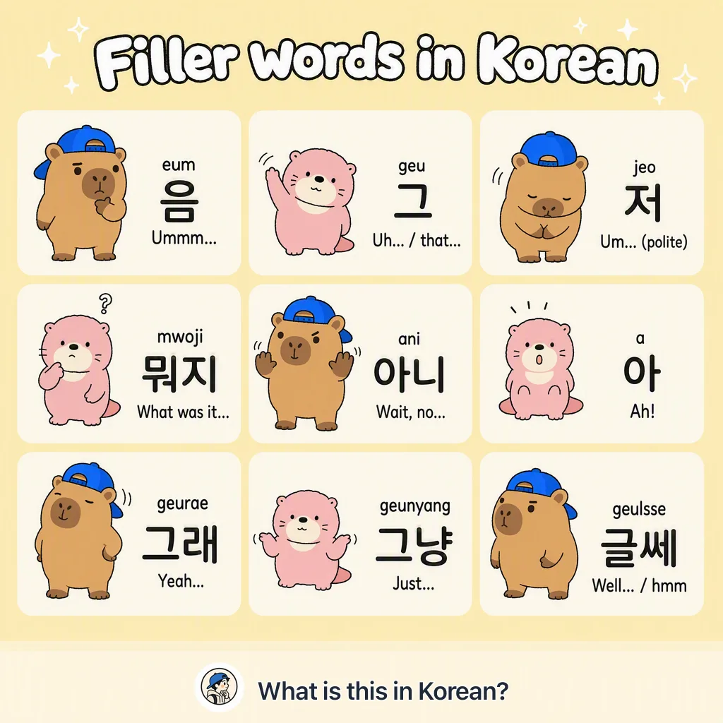 Filler words in Korean — Korean vocab chart