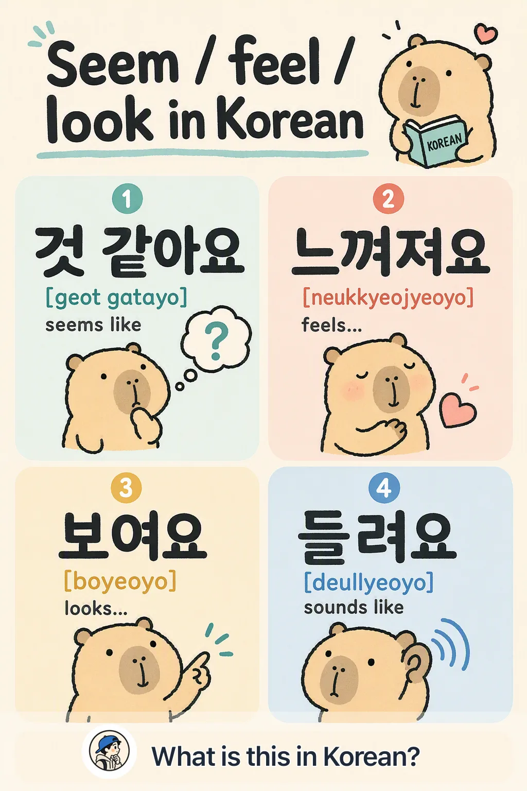 Seem / feel / look in Korean — Korean vocab chart