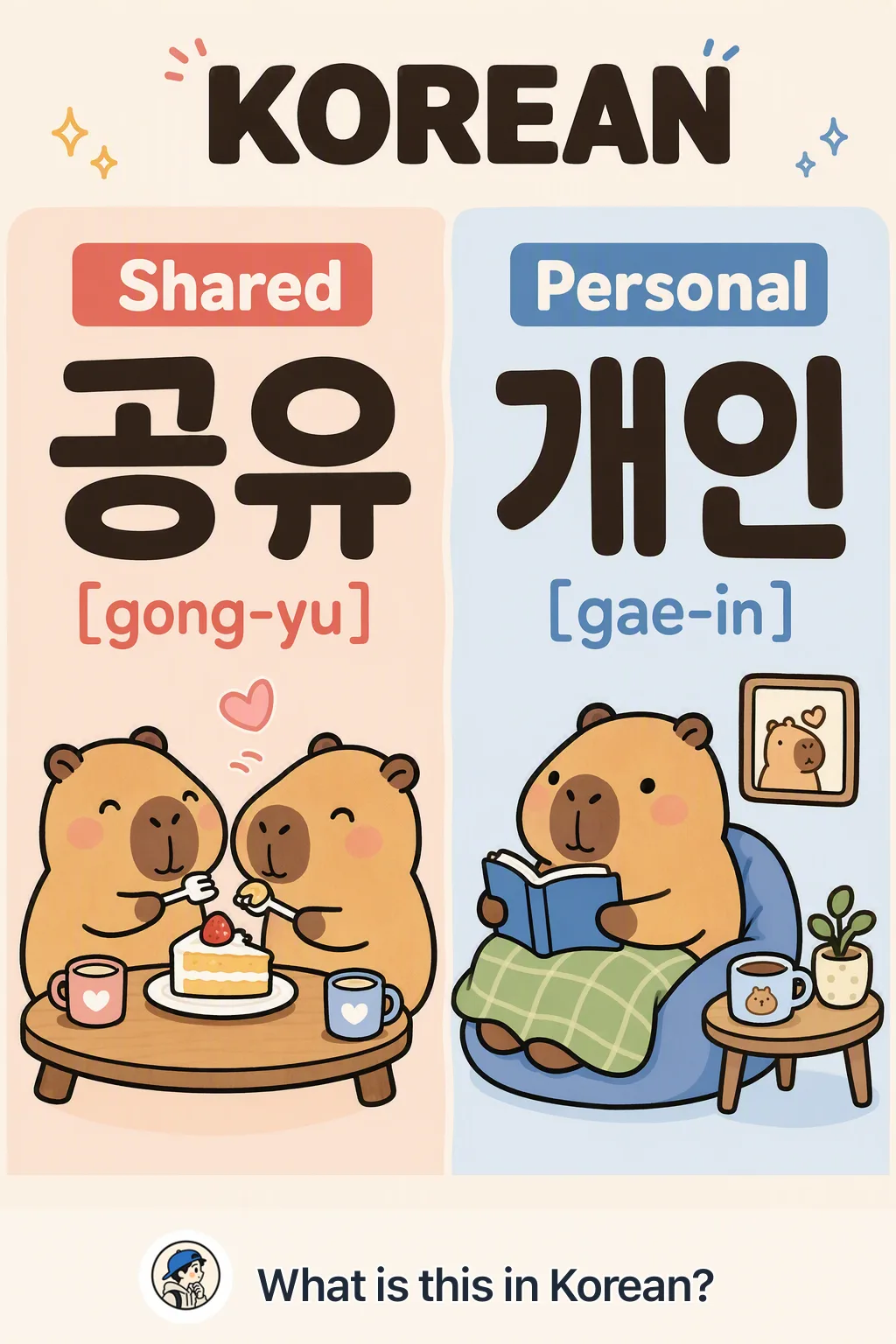 Shared vs Personal in Korean — Korean vocab chart