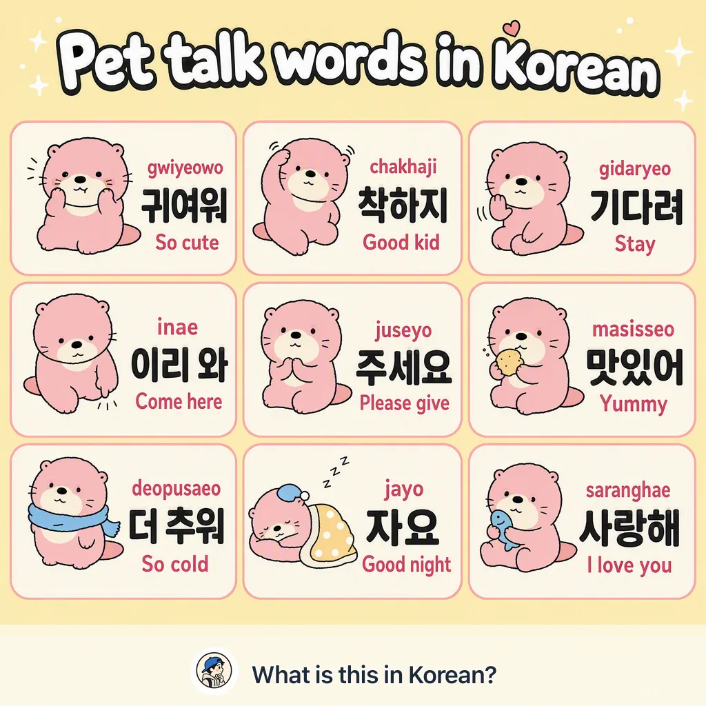 Pet talk words in Korean — Korean vocab chart