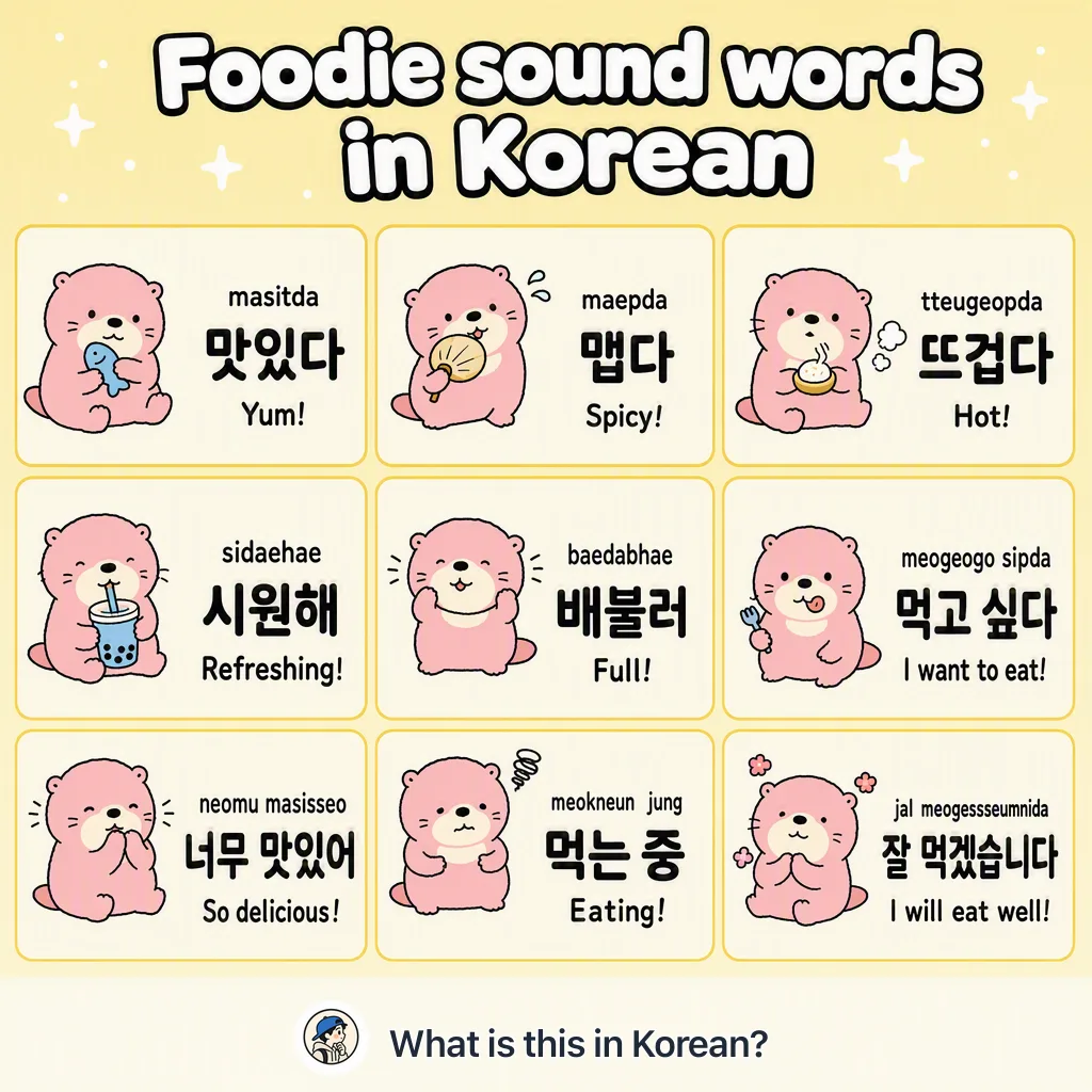 Foodie sound words in Korean — Korean vocab chart