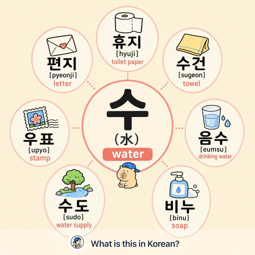 수 (水) — water words in Korean — Korean vocab chart