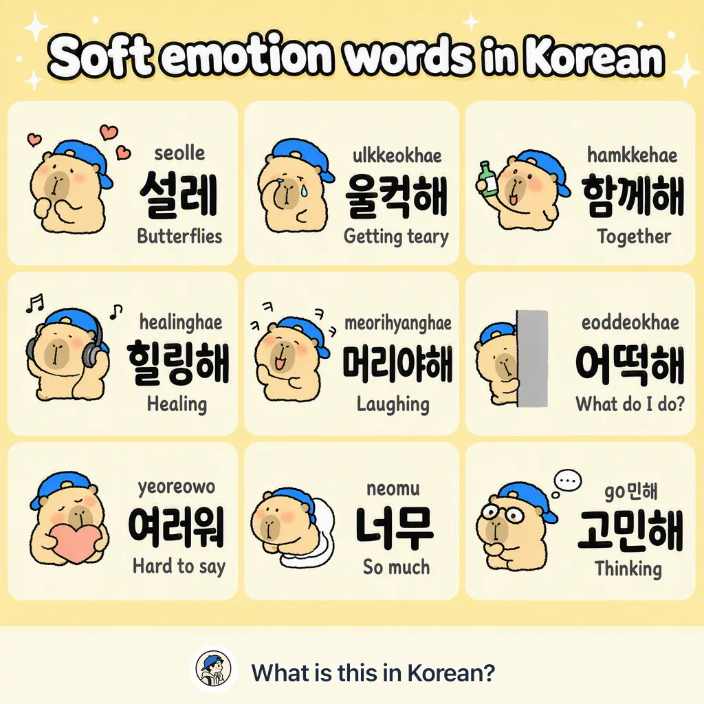 Soft emotion words in Korean — Korean vocab chart