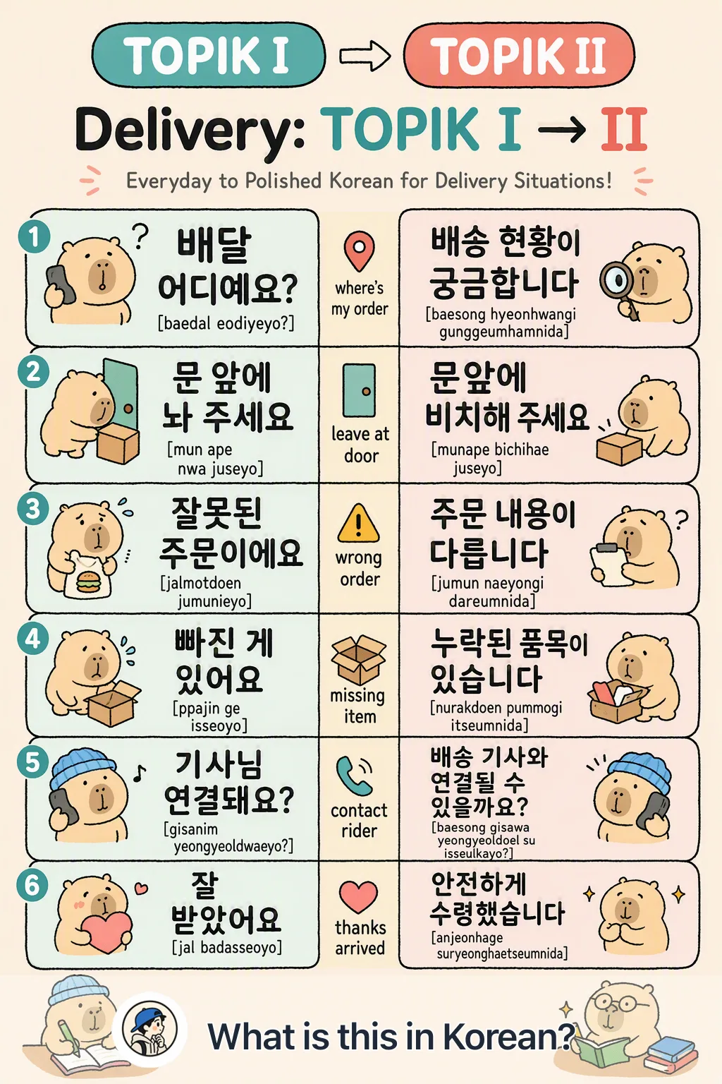 Delivery: TOPIK I → II in Korean — Korean vocab chart