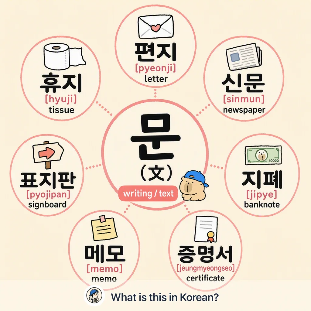 문 (文) — writing words in Korean — Korean vocab chart