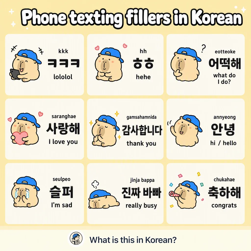 Phone texting fillers in Korean — Korean vocab chart