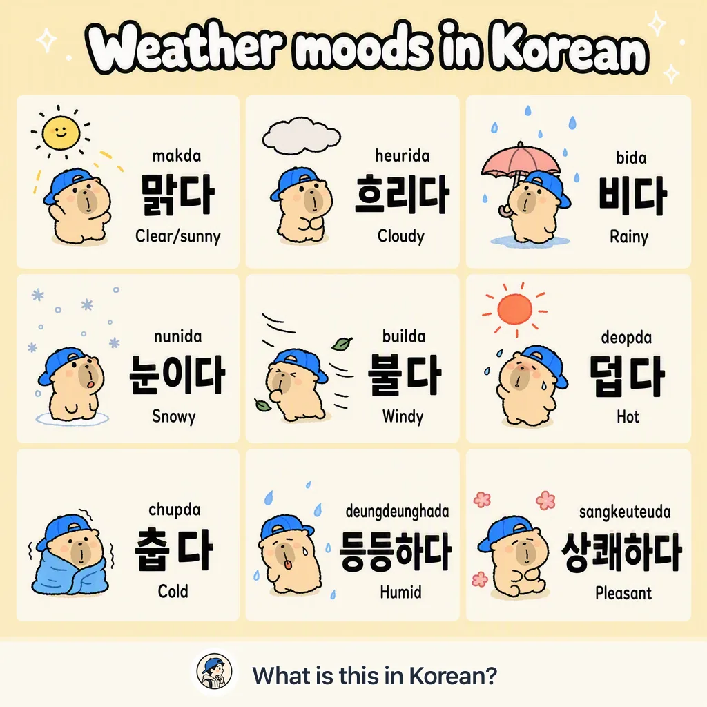 Weather moods in Korean — Korean vocab chart