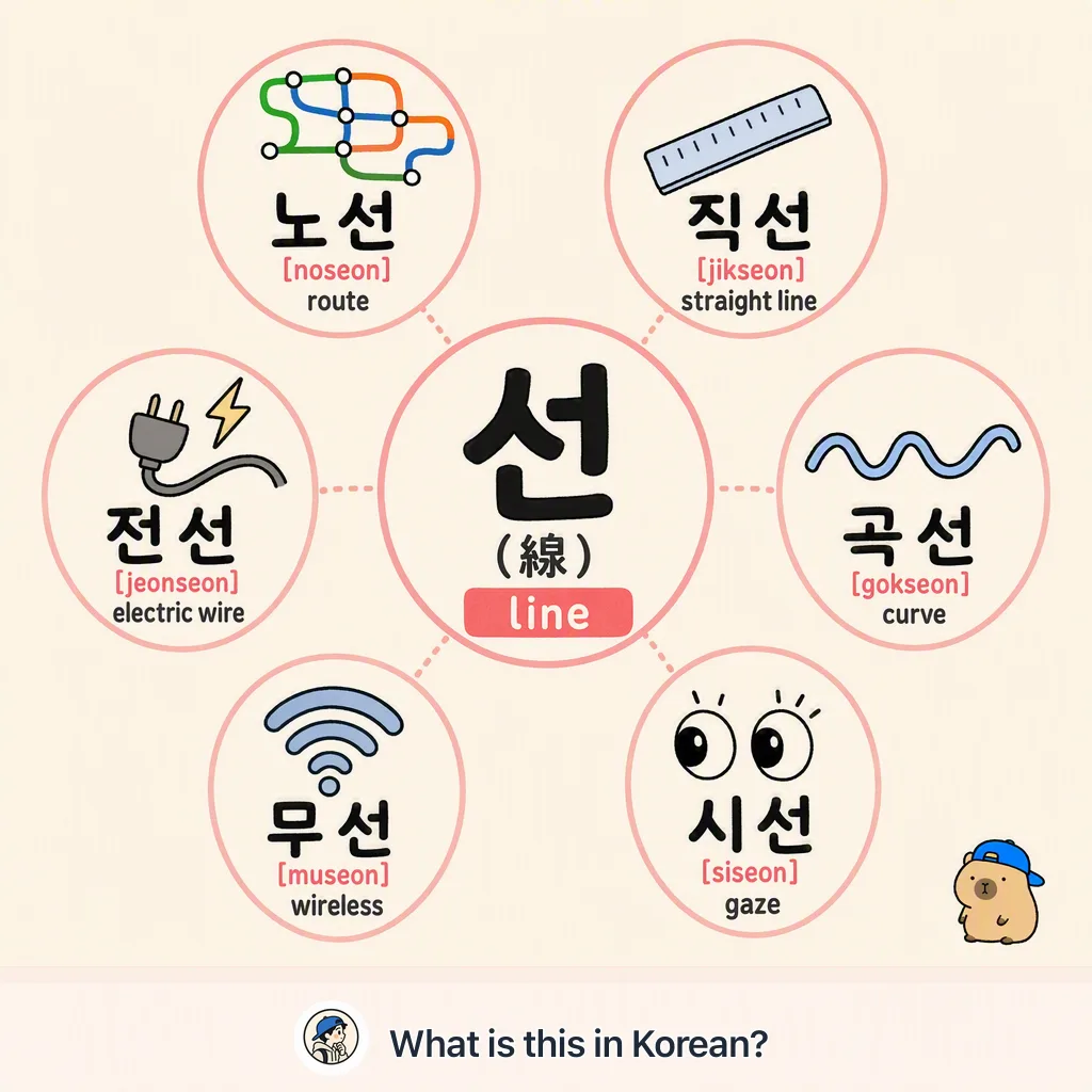 선 (線) — line words in Korean — Korean vocab chart