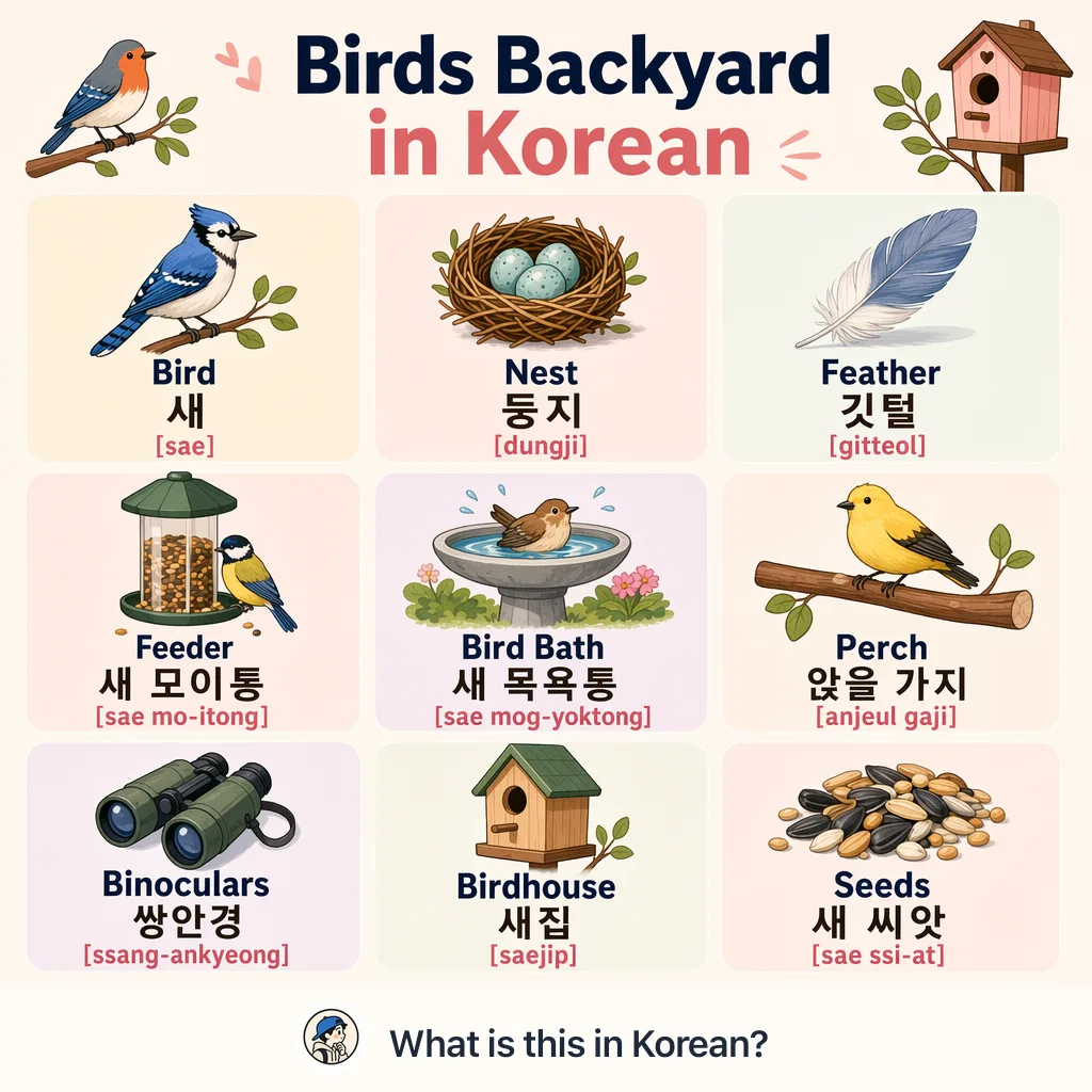 Birds Backyard in Korean — Korean vocab chart