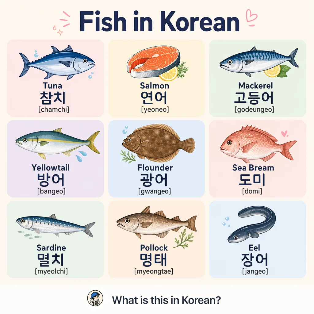 Fish in Korean — Korean vocab chart