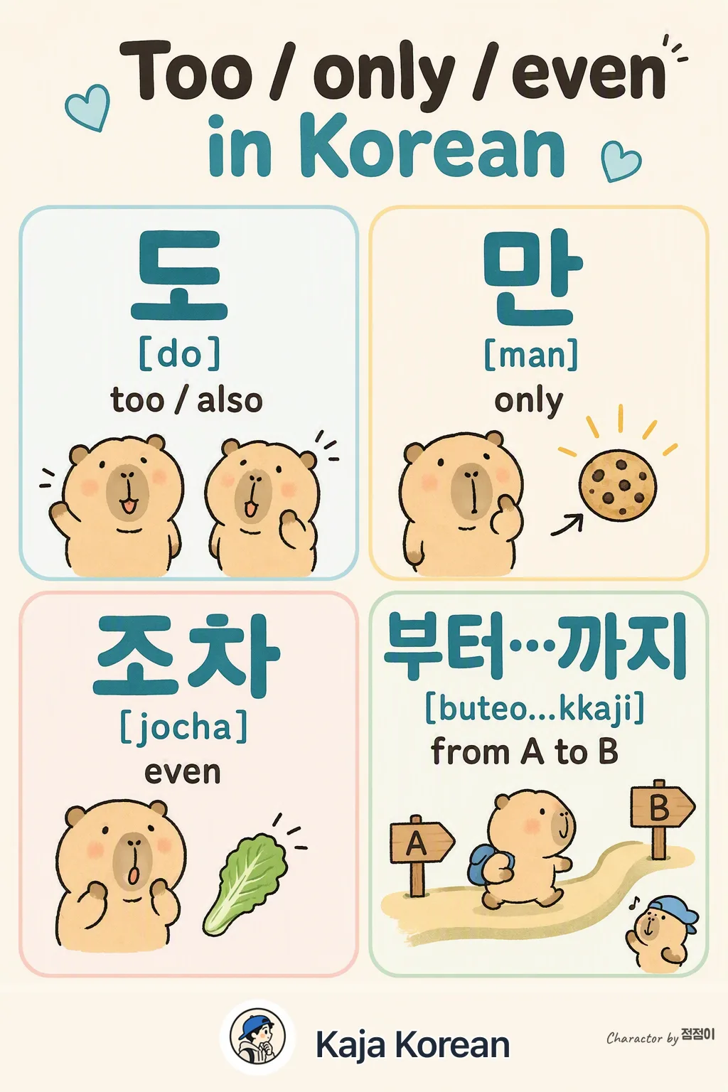 Too / only / even in Korean — Korean vocab chart