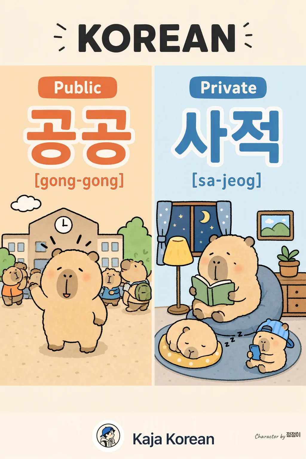 Public vs Private in Korean — Korean vocab chart