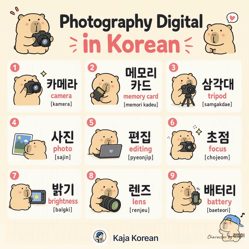 Photography Digital in Korean — Korean vocab chart