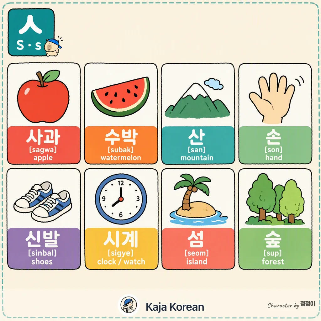 ㅅ words in Korean — Korean vocab chart