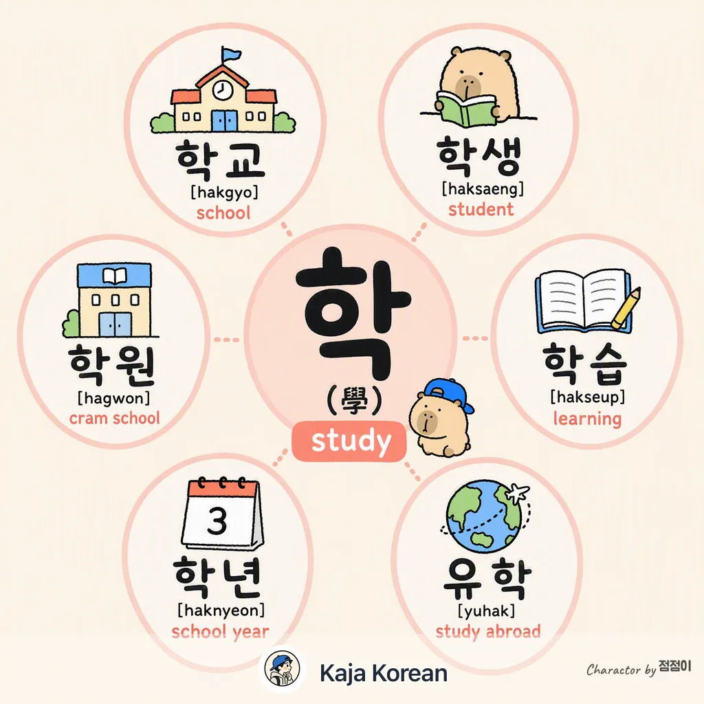 學 (학) study compounds in Korean — Korean vocab chart