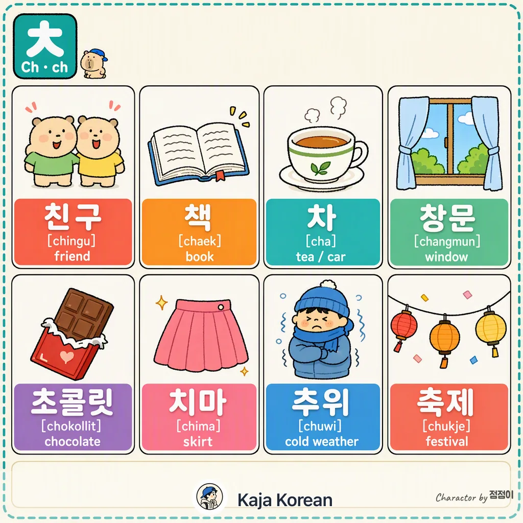 ㅊ words in Korean — Korean vocab chart