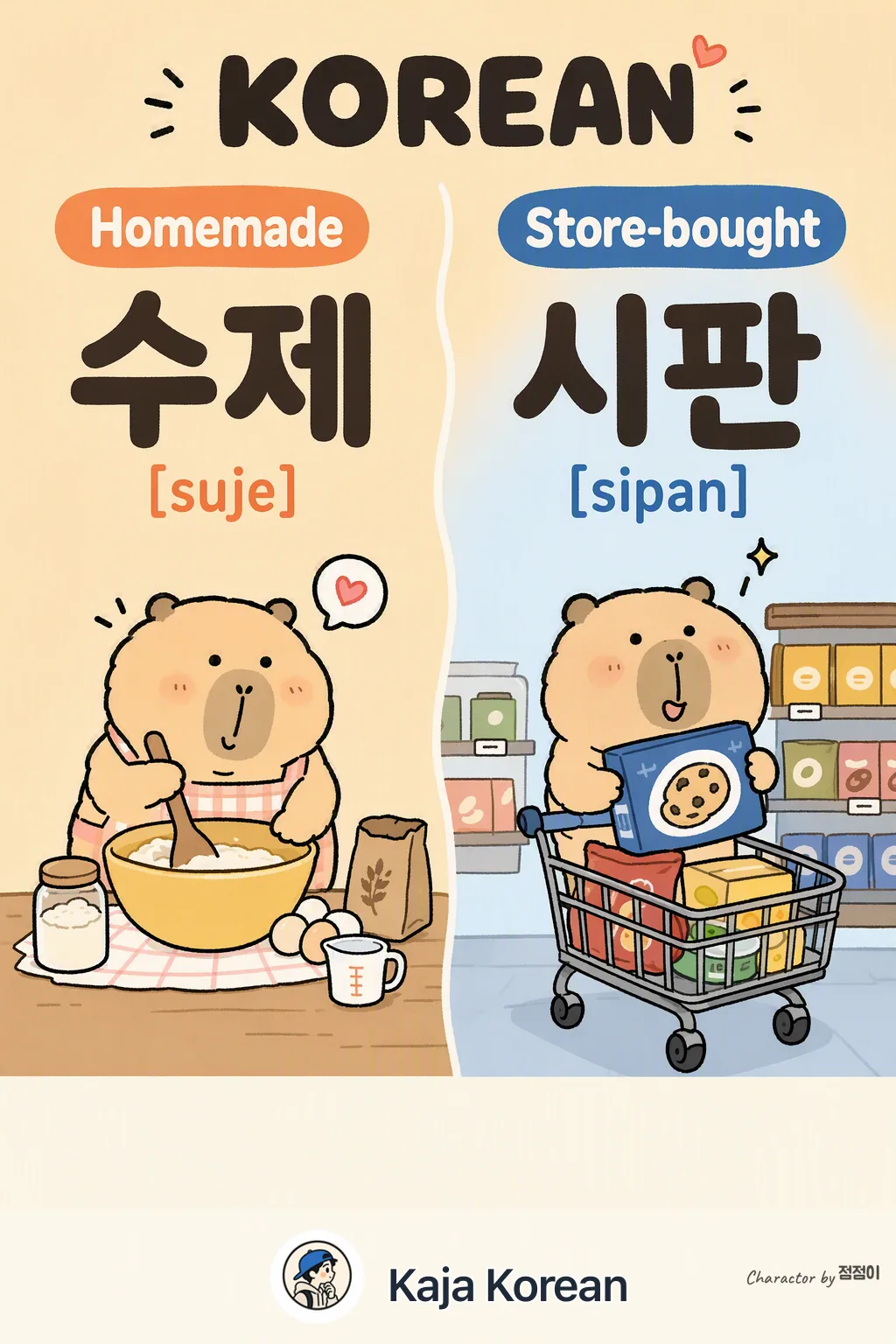 Homemade vs Store-bought in Korean — Korean vocab chart