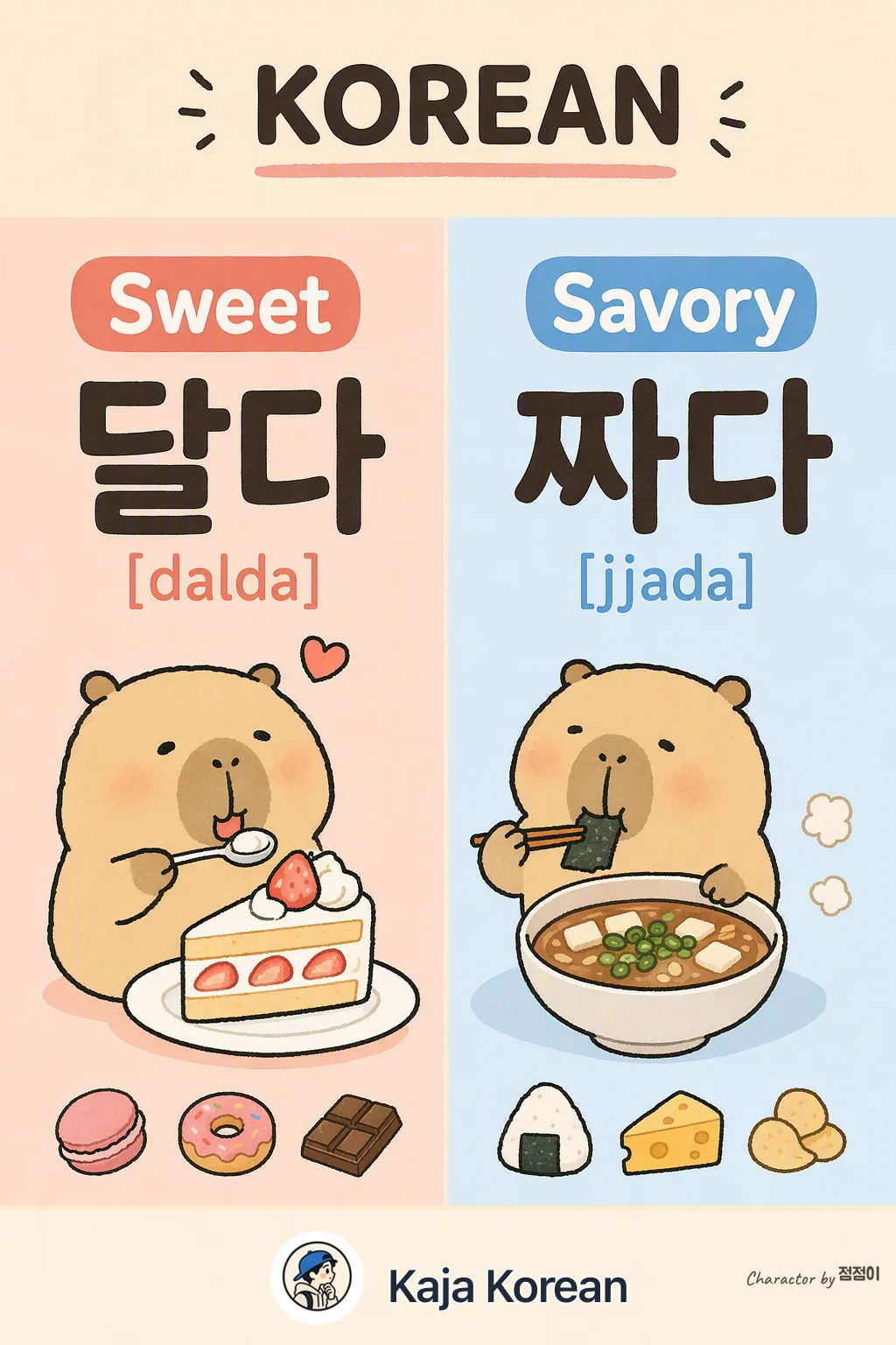 Sweet vs Savory in Korean — Korean vocab chart