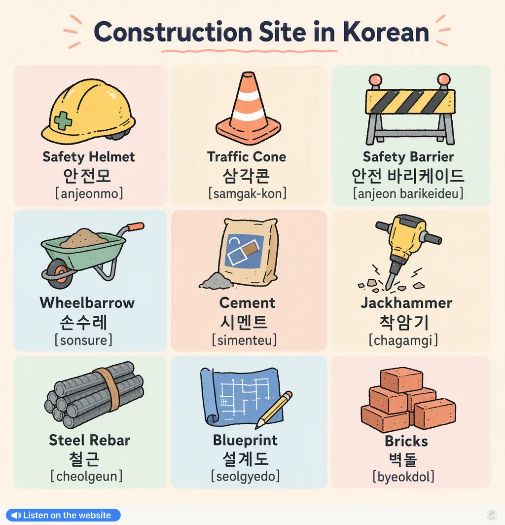 Construction Site in Korean — Korean vocab chart